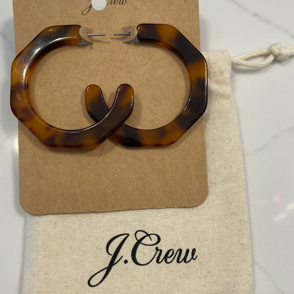 J. Crew Tortoise Resin Hoop Earrings
